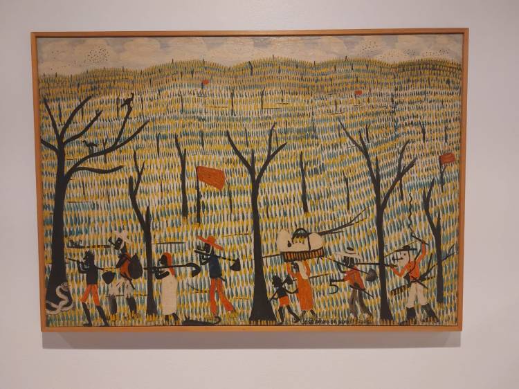 Obra de José Antonio da Silva, artista do interior de São Paulo, que retrata a vida rural. Foi o primeiro incorporado ao acervo de Vilma Eid e há várias obras dele nesta mostra.