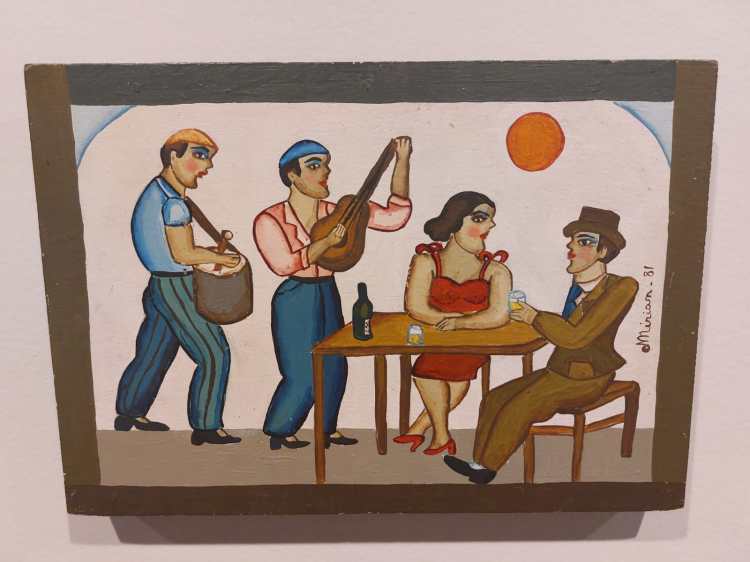 Obra de Mirian Inêz da Silva Cerqueira, artista que nasceu em Trindade (GO), em 1938, e morreu no Rio de Janeiro (RJ) em 1996. Óleo sobre madeira feito em 1981.