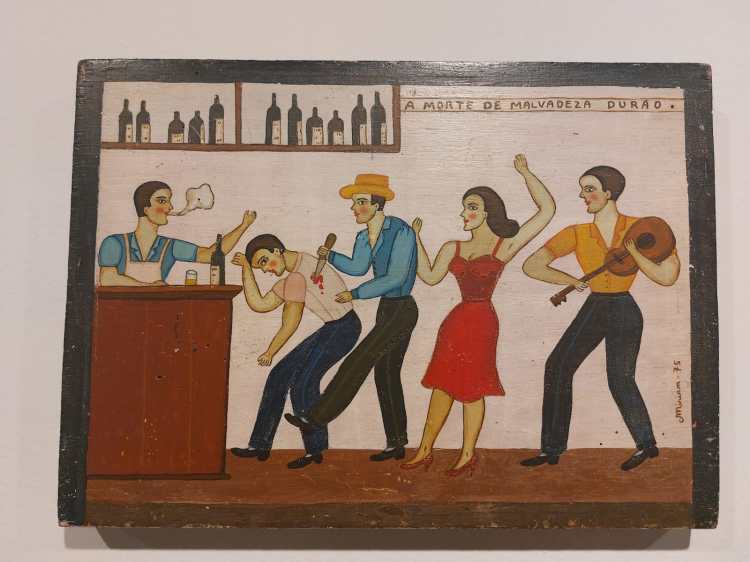 Obra de Mirian Inêz da Silva Cerqueira, artista que nasceu em Trindade (GO), em 1938, e morreu no Rio de Janeiro (RJ) em 1996. Óleo sobre madeira feito em 1975.