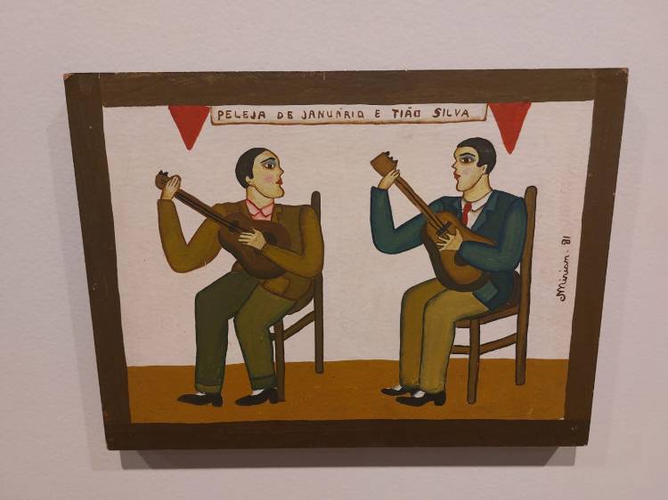 Obra de Mirian Inêz da Silva Cerqueira, artista que nasceu em Trindade (GO), em 1938, e morreu no Rio de Janeiro (RJ) em 1996. Óleo sobre madeira feito em 1981.