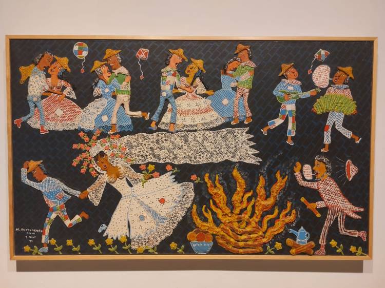 Obra sem título, de 1974, da artista Maria Auxiliadora da Silva, que nasceu em Campo Belo (MG), em 1935, e morreu em São Paulo (SP) em 1974. Óleo e massa de poliéster sobre tela.