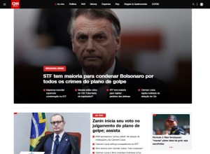Homepage do portal da CNN instantes depois da condenação de Jair Bolsonaro, em 11 de setembro de 2025. Foto: reprodução.