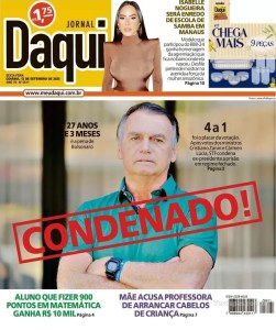 Capa do Daqui sobre Bolsonaro condenado a 27 anos de prisão. Foto: reprodução / 12.09.2025