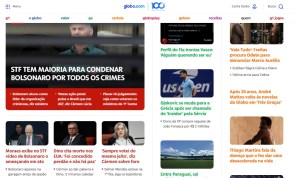 Homepage do portal Globo.com instantes depois da condenação de Jair Bolsonaro, em 11 de setembro de 2025. Foto: reprodução.