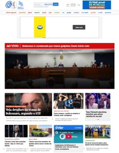 Homepage do portal iG instantes depois da condenação de Jair Bolsonaro, em 11 de setembro de 2025. Foto: reprodução.