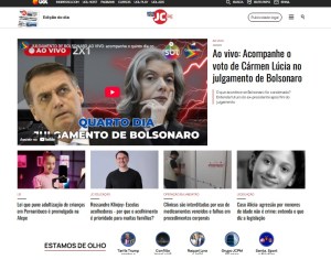 Homepage do portal do JC instantes depois da condenação de Jair Bolsonaro, em 11 de setembro de 2025. Foto: reprodução.