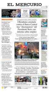 Capa do El Mercurio sobre Bolsonaro condenado a 27 anos de prisão. Foto: reprodução / 12.09.2025